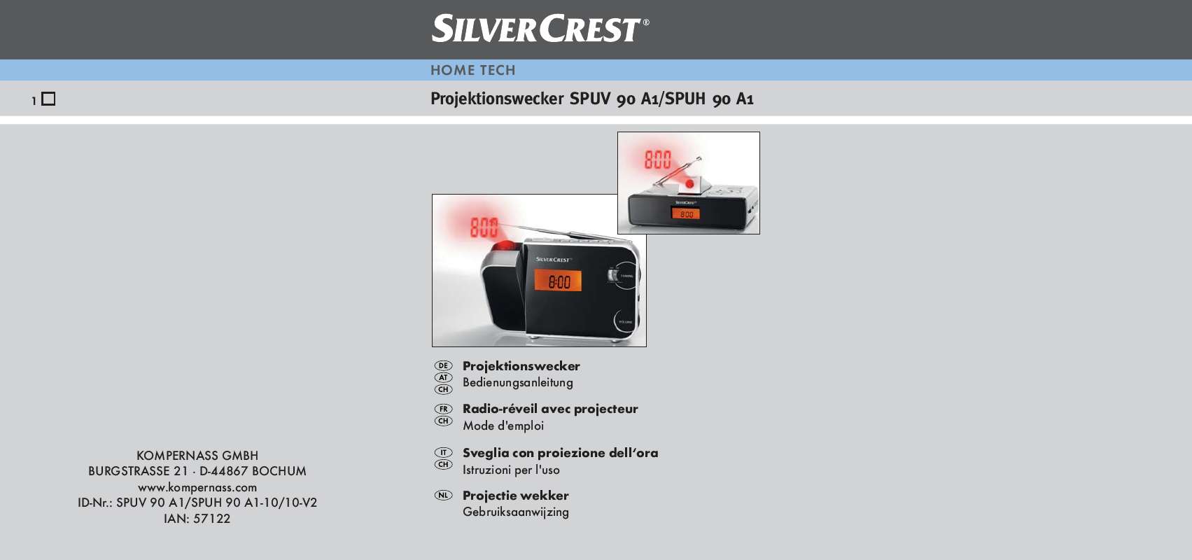 Notice SILVERCREST SPUH 90 A1 PROJECTION ALARM CLOCK Trouver une